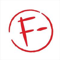 Grade result F minus isolated on white background vector