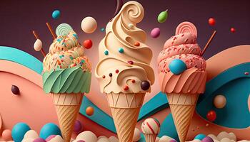 Ice Cream Illustration Background. photo