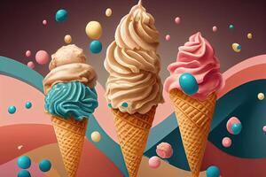 Ice Cream Illustration Background. photo