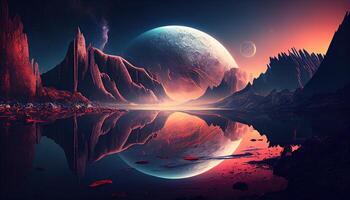 Fantastic space nature landscape background, photo