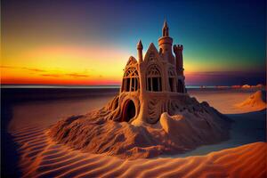 sand castle on the beach. sand fun. photo