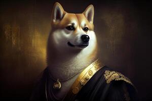 Doge Meme Funny Portrait Face of Dog Closeup Classic Art Design photo