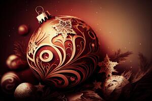 New Year and Merry Christmas Holiday Winter Background. Christmas decorations, backdrop with copy space, photo