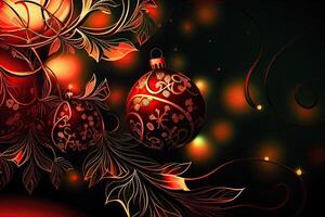 New Year and Merry Christmas Holiday Winter Background. Christmas decorations, backdrop with copy space, photo