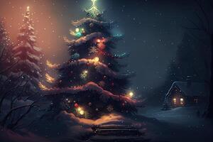 New Year and Merry Christmas Holiday Winter Background. Christmas decorations, backdrop with copy space, photo