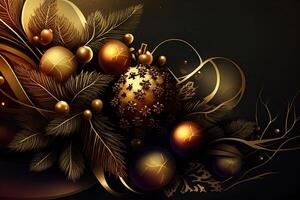 New Year and Merry Christmas Holiday Winter Background. Christmas decorations, backdrop with copy space, photo