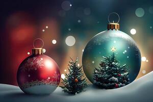 New Year and Merry Christmas Holiday Winter Background. Christmas decorations, backdrop with copy space, photo