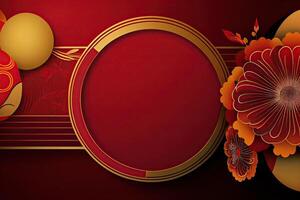 Chinese New Year Background with Copy Space, Mockup Red Backdrop. China Holiday photo