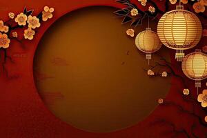 chino nuevo año antecedentes con Copiar espacio, Bosquejo rojo fondo. China fiesta generativo ai foto