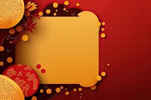 Chinese New Year Background with Copy Space, Mockup Red Backdrop. China Holiday photo