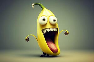 gracioso linda plátano personaje diseño, generativo ai foto