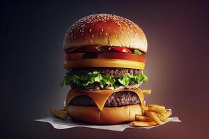 Tasty delicious burger, illustration photo