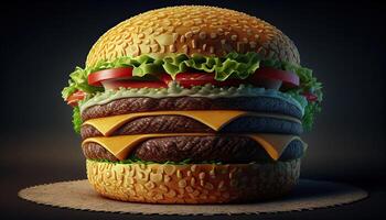 Tasty delicious burger, illustration photo