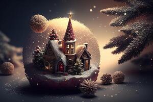 New Year and Merry Christmas Holiday Winter Background. Christmas decorations, backdrop with copy space, photo