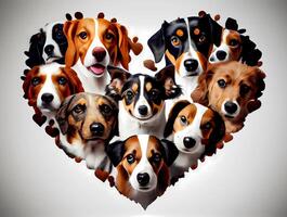 el perro es inscrito en el corazón. amor para perros. ai generado foto