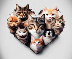 gatos son inscrito en el corazón. amor para gatos ai generado foto