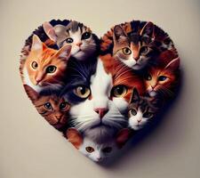 gatos son inscrito en el corazón. amor para gatos ai generado foto