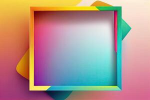 Colorful gradient frame background copy space. Rainbow mesh gradient layout mockup, design photo