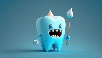 linda diente personaje diseño. dientes estomatología ilustración, generativo ai foto