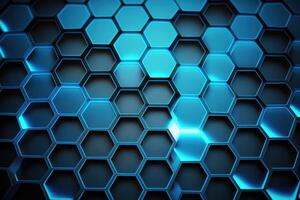 realistic blue hexagon pattern background. Illustration photo