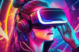 Future digital technology metaverse game and entertainment. Illustration photo