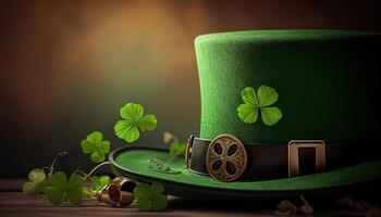 Happy St Patricks Day Background Holiday Illustration. Green Saint Patrick design photo