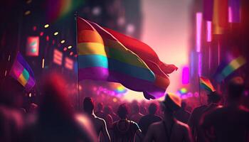 lgbt comunidad orgullo antecedentes ilustración, arco iris bandera colores. generativo ai foto