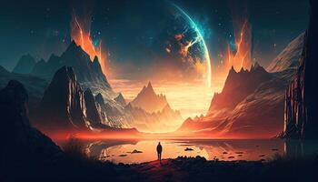 Fantastic space nature landscape background, photo