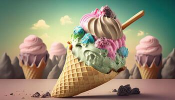 Ice Cream Illustration Background. photo