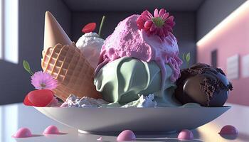 Ice Cream Illustration Background. photo