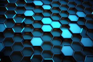 realistic blue hexagon pattern background. Illustration photo