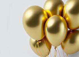 golden balloons on a white background. hall decoration. photo