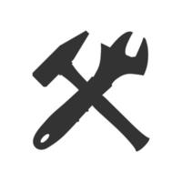 Wrench and hammer icon isolated on white background vector