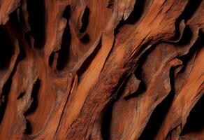 Brown tree of wood. The corrugated surface. photo