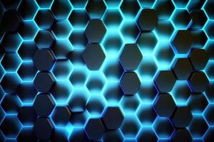 realistic blue hexagon pattern background. Illustration photo