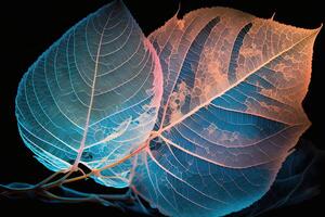 The texture of the transparent skeleton blue leaves . Illustration photo