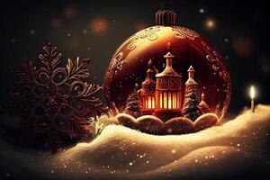 New Year and Merry Christmas Holiday Winter Background. Christmas decorations, backdrop with copy space, photo