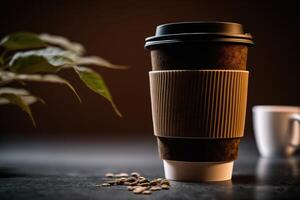 un taza de delicioso fuerte negro café a ir. ilustración ai generativo foto