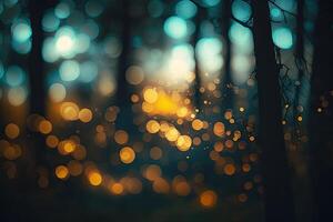 Abstract Blurred Background With Bokeh From Deep Forest. Illustration photo