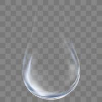 3d Clear Water drop on transparent in gray color background. Vector isolated  Single Blue shiny Rain drop,Element Design for concept of Ecology and World Water day