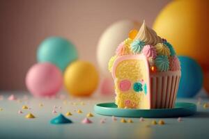 sabroso para niños cumpleaños pastel. ilustración ai generativo foto