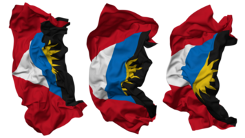 antigua y barbuda bandera olas aislado en diferente estilos con bache textura, 3d representación png