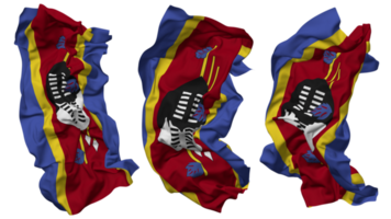 Eswatini bandeira ondas isolado dentro diferente estilos com colisão textura, 3d Renderização png