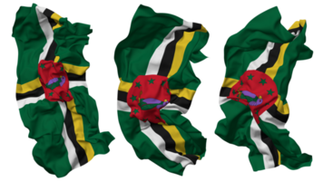 Dominica Flag Waves Isolated in Different Styles with Bump Texture, 3D Rendering png