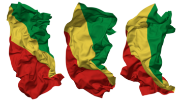 Republik von das Kongo Flagge Wellen isoliert im anders Stile mit stoßen Textur, 3d Rendern png