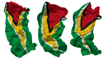 Guyana vlag golven geïsoleerd in verschillend stijlen met buil textuur, 3d renderen png