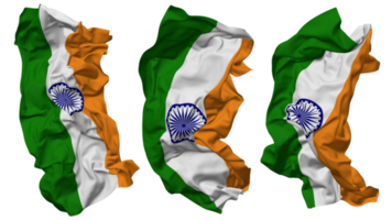 India bandiera onde isolato nel diverso stili con urto struttura, 3d interpretazione png