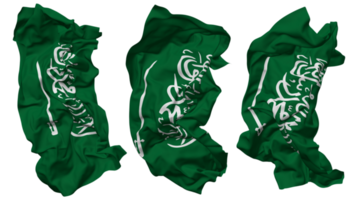 koninkrijk van saudi Arabië vlag golven geïsoleerd in verschillend stijlen met buil textuur, 3d renderen png