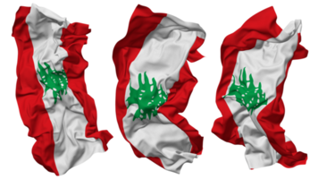Líbano bandera olas aislado en diferente estilos con bache textura, 3d representación png