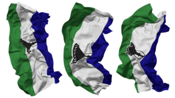 Lesotho vlag golven geïsoleerd in verschillend stijlen met buil textuur, 3d renderen png